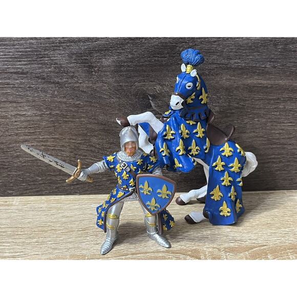 Knight & Horse Action Figures Papo 2005 PVC 4" Medieval Warrior Fantasy - Picture 1 of 13